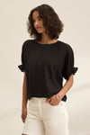 Velvet - Emily - Woven Linen Top in Black