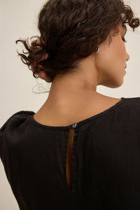 Velvet - Emily - Woven Linen Top in Black