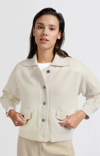 YAYA - Cardigan with classic collar in Off White