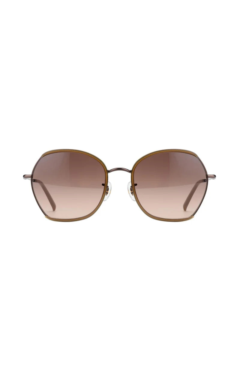 YAYA - Chloe - Hexagonal Sunglasses in Caribou Brown