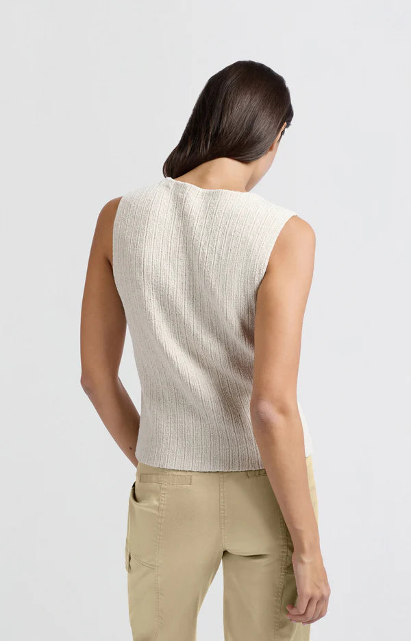 YAYA - Knitted Rib Stitch Gilet  in Nature Melange