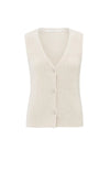 YAYA - Knitted Rib Stitch Gilet  in Nature Melange