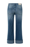 YAYA - Mid Waist Jeans with Rolled-Up Hem in Blue Denim