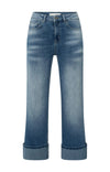 YAYA - Mid Waist Jeans with Rolled-Up Hem in Blue Denim