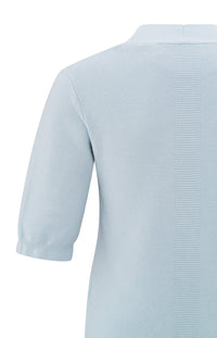 YAYA - V-Neck Short Sleeve Sweater in Gray Dawn Blue