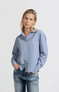 YAYA - Striped Oversized Shirt in Blue Dessin