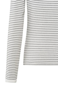 YAYA - Striped Long Sleeve Top in Blanc De Blanc