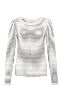 YAYA - Striped Long Sleeve Top in Blanc De Blanc