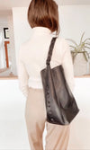 Market Canvas Leather Handbags - Laced Tote Bag in Black