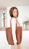 Market Canvas Leather Handbags - Tall Tote