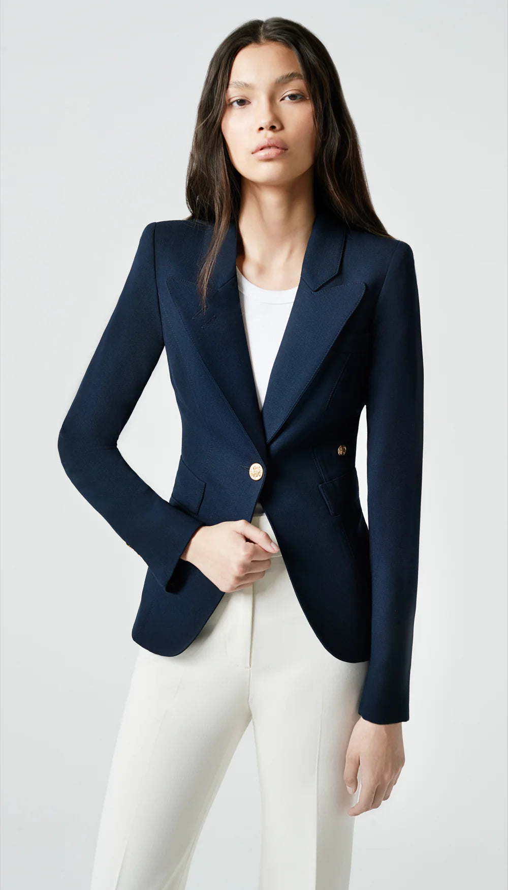 Smythe Classic Duchess Blazer in Navy Bernstein Gold