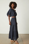 Velvet - Giselle - Woven Linen One Shoulder Dress in Shadow