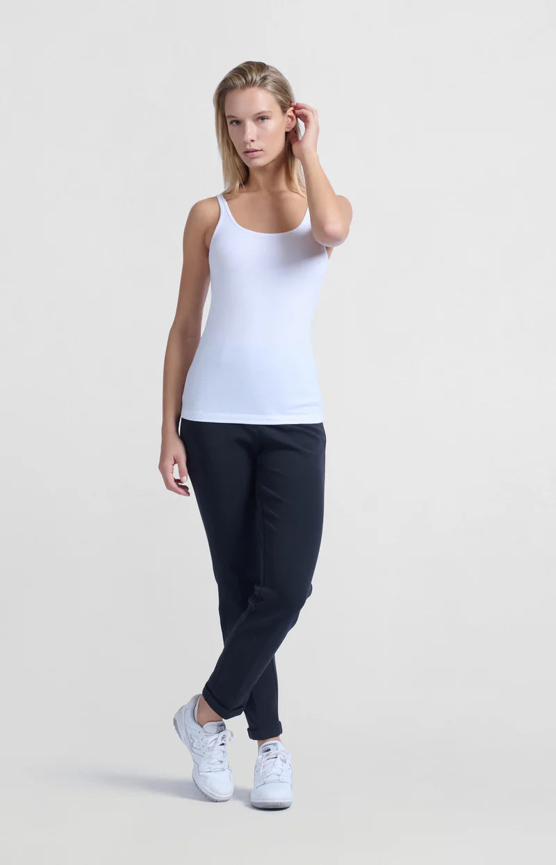 YAYA - Scuba Straight Leg Trousers in Pirate Black