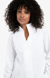 YAYA - Blouse with High V-neck Collar in Pure White