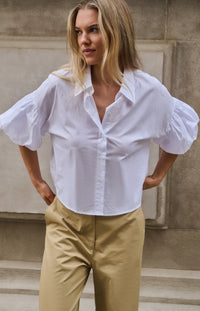 YAYA - Blouse with Balloon Sleeves in Pure White