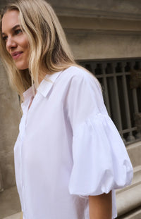 YAYA - Blouse with Balloon Sleeves in Pure White