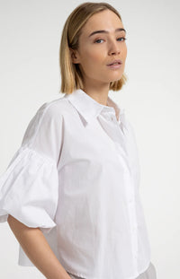 YAYA - Blouse with Balloon Sleeves in Pure White