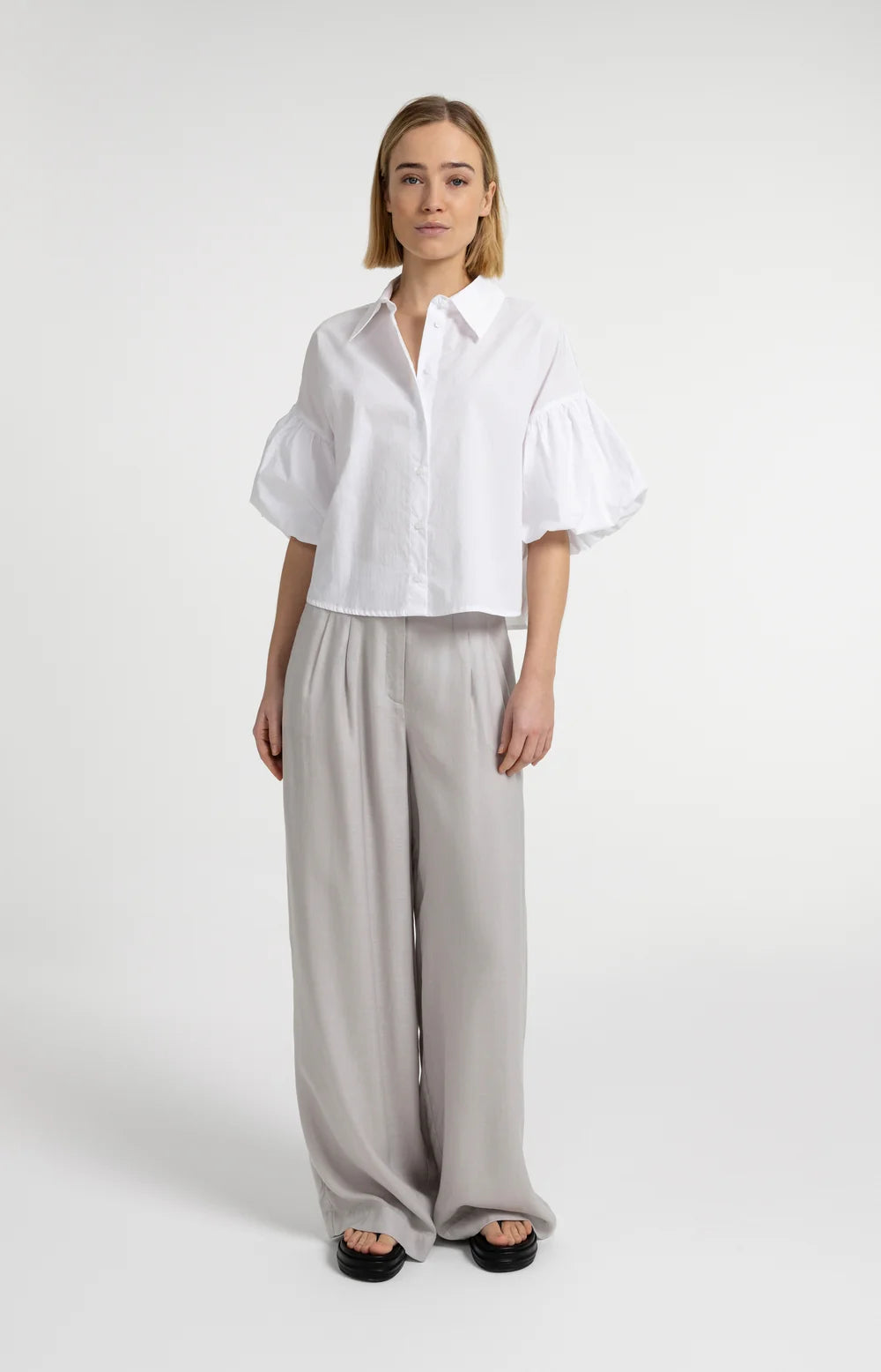 YAYA - Blouse with Balloon Sleeves in Pure White