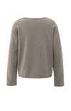 YAYA - Boat Neck Sweater with Refined Decorative Seams in Brown Melange