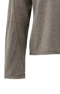 YAYA - Boat Neck Sweater with Refined Decorative Seams in Brown Melange
