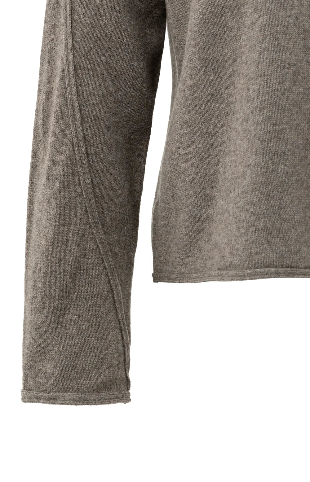 YAYA - Boat Neck Sweater with Refined Decorative Seams in Brown Melange