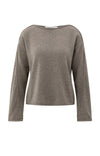 YAYA - Boat Neck Sweater with Refined Decorative Seams in Brown Melange