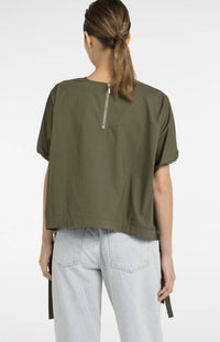 YAYA - Boxy Top with Adjustable Waist in Army Green