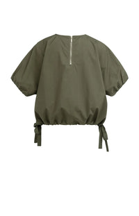 YAYA - Boxy Top with Adjustable Waist in Army Green