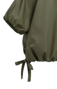 YAYA - Boxy Top with Adjustable Waist in Army Green