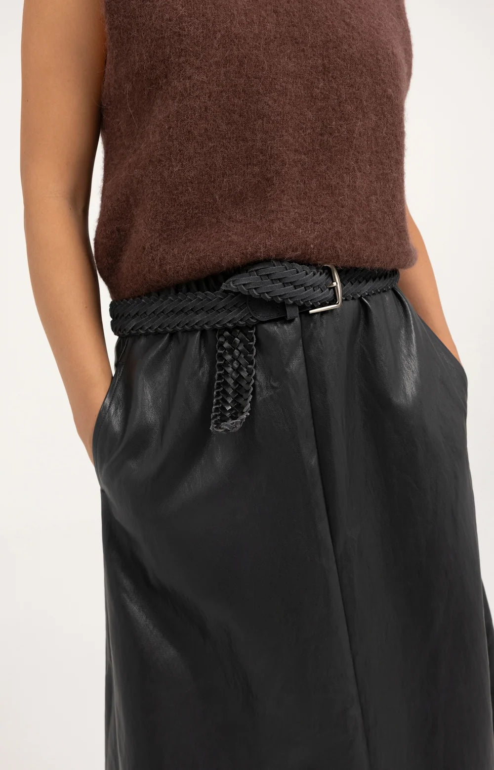 YAYA - Classic Buckle Braided Suede Belt