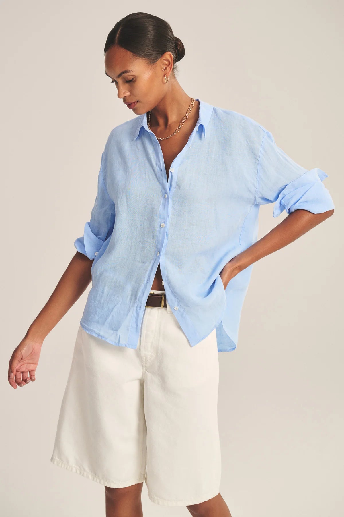 Velvet - Brighton - Woven Linen Button Up in Sailboat
