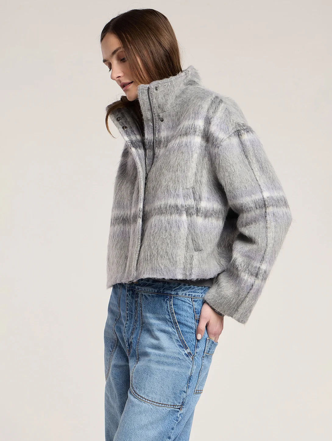 Velvet - Haven Brushed Plaid Jacket in Multi