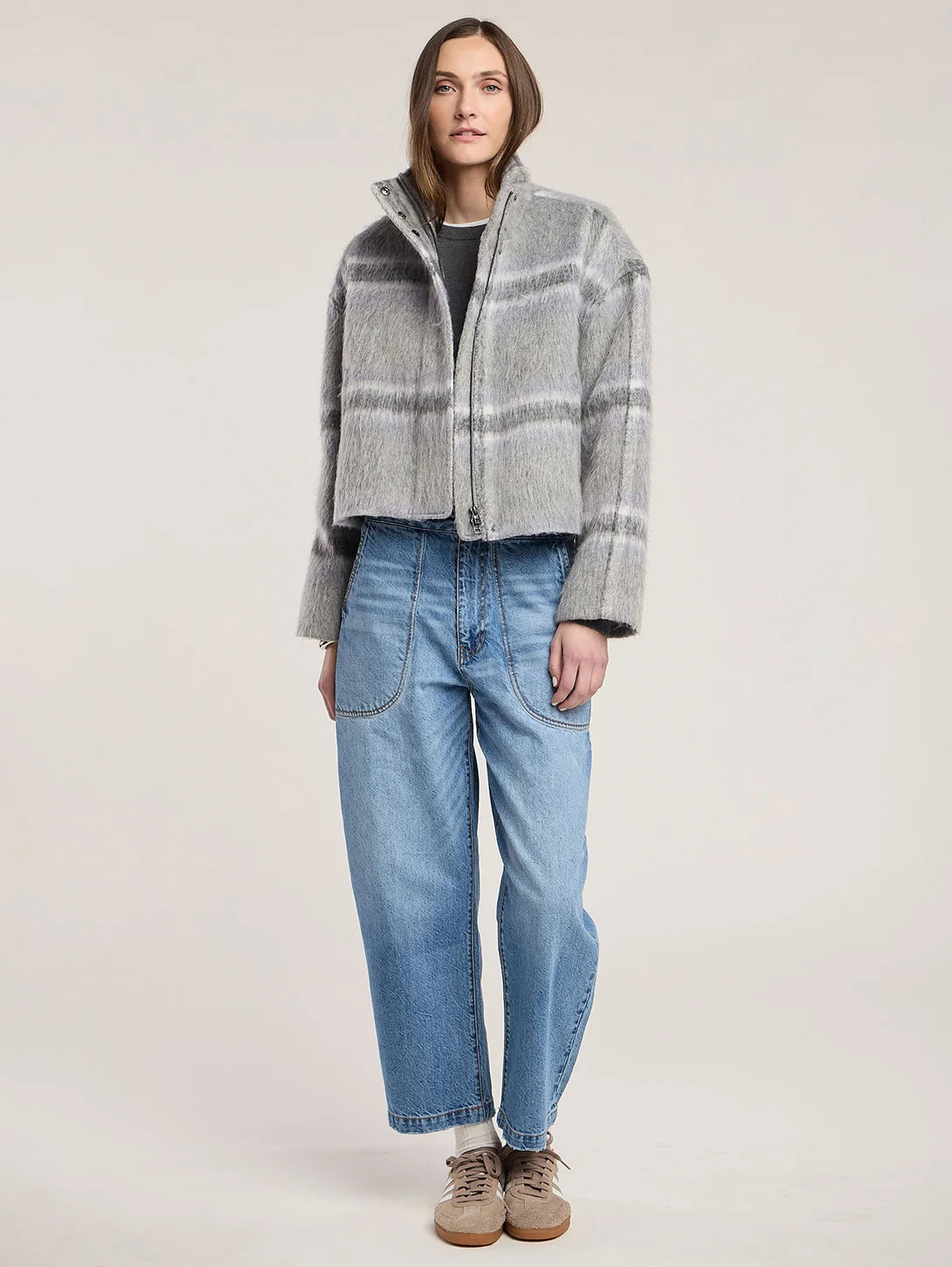 Velvet - Haven Brushed Plaid Jacket in Multi