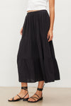 Velvet - Danielle - Cotton Gauze Tiered Skirt in Black
