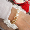 PennyLine inc. - Golden Chain and Large Pearls Beads Bracelet