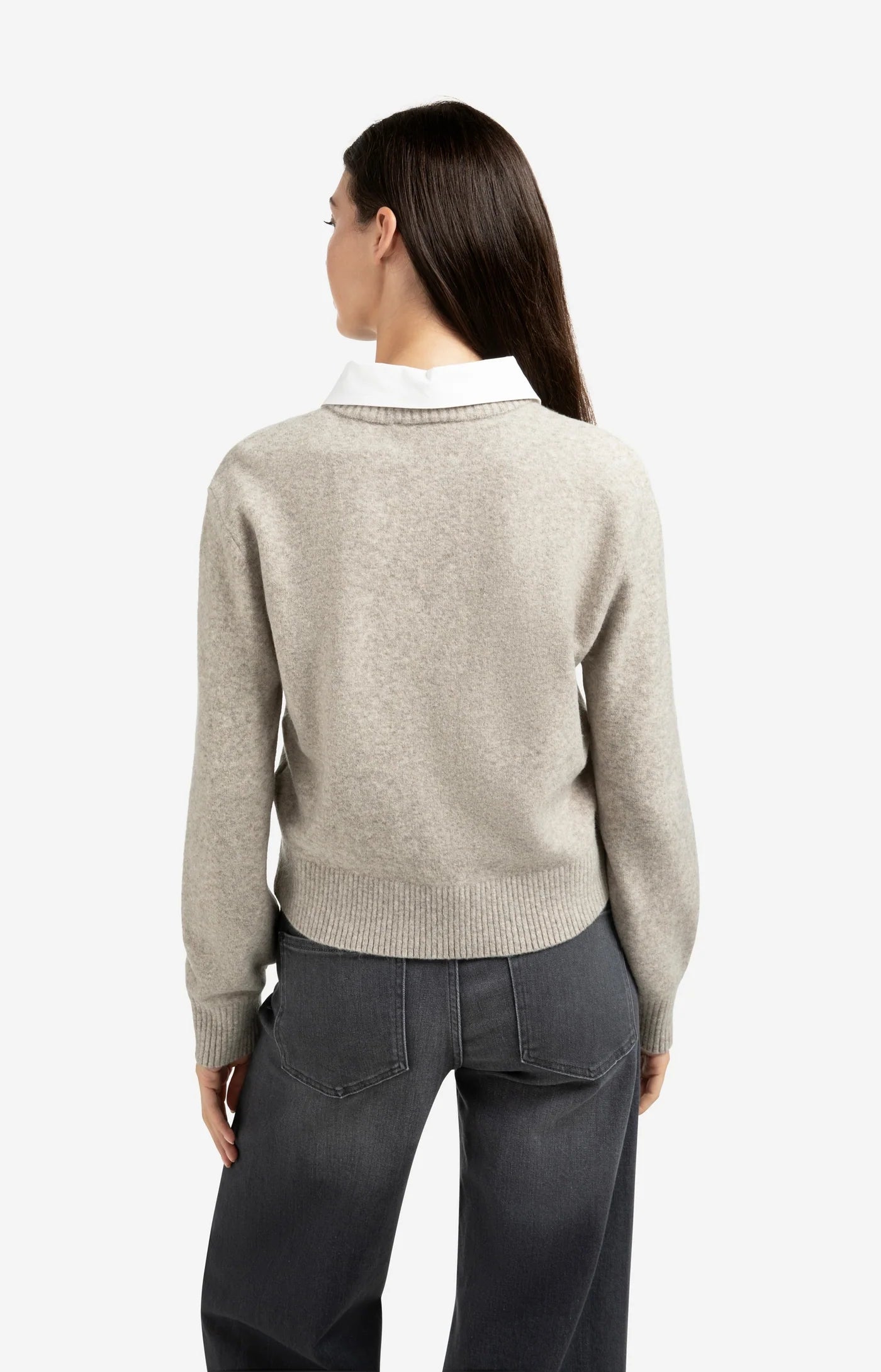 YAYA - Cardigan with Detachable Collar in Brownish Green