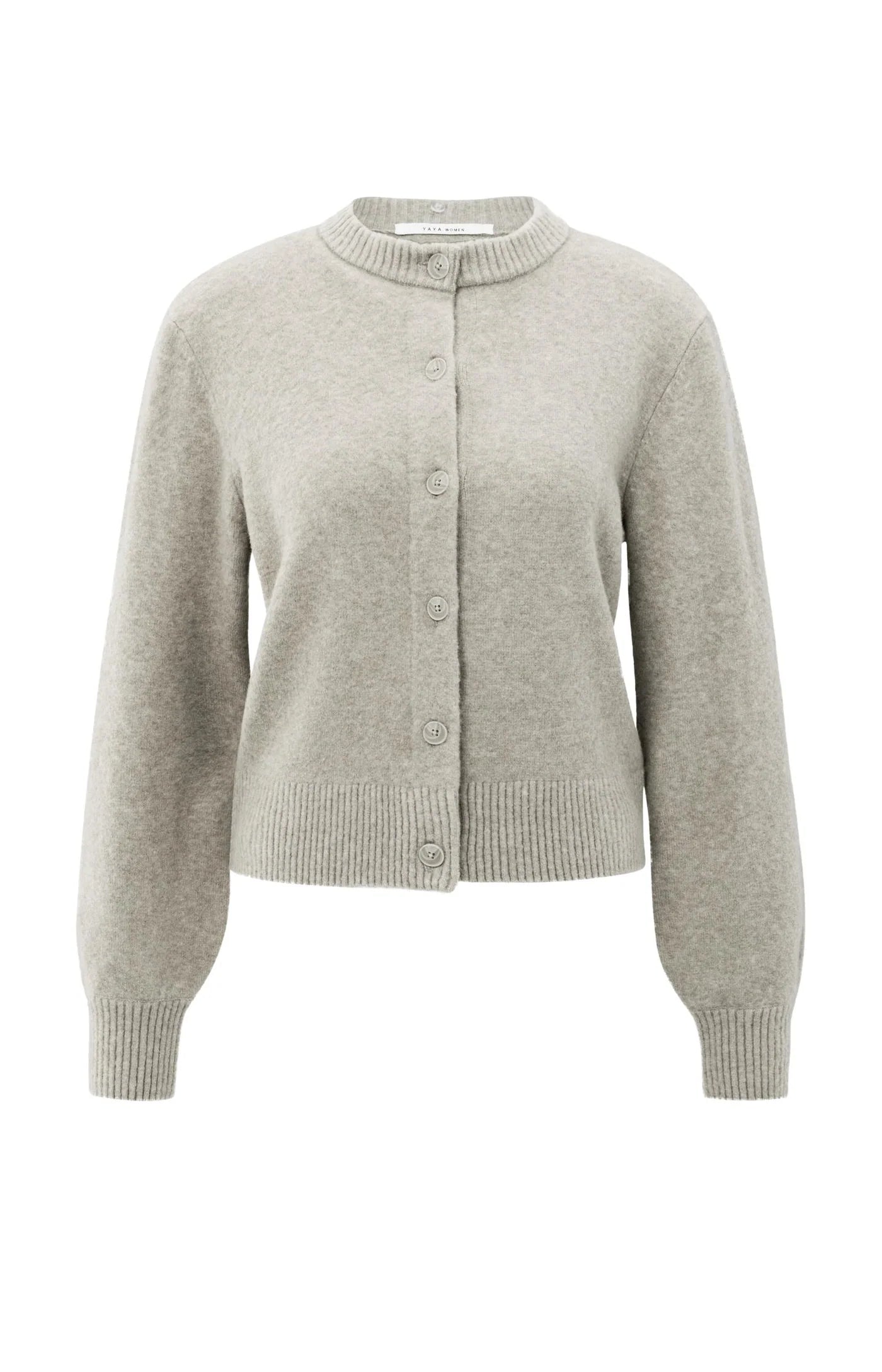 YAYA - Cardigan with Detachable Collar in Brownish Green