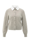 YAYA - Cardigan with Detachable Collar in Brownish Green