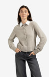 YAYA - Cardigan with Detachable Collar in Brownish Green