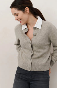YAYA - Cardigan with Detachable Collar in Brownish Green