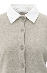 YAYA - Cardigan with Detachable Collar in Brownish Green