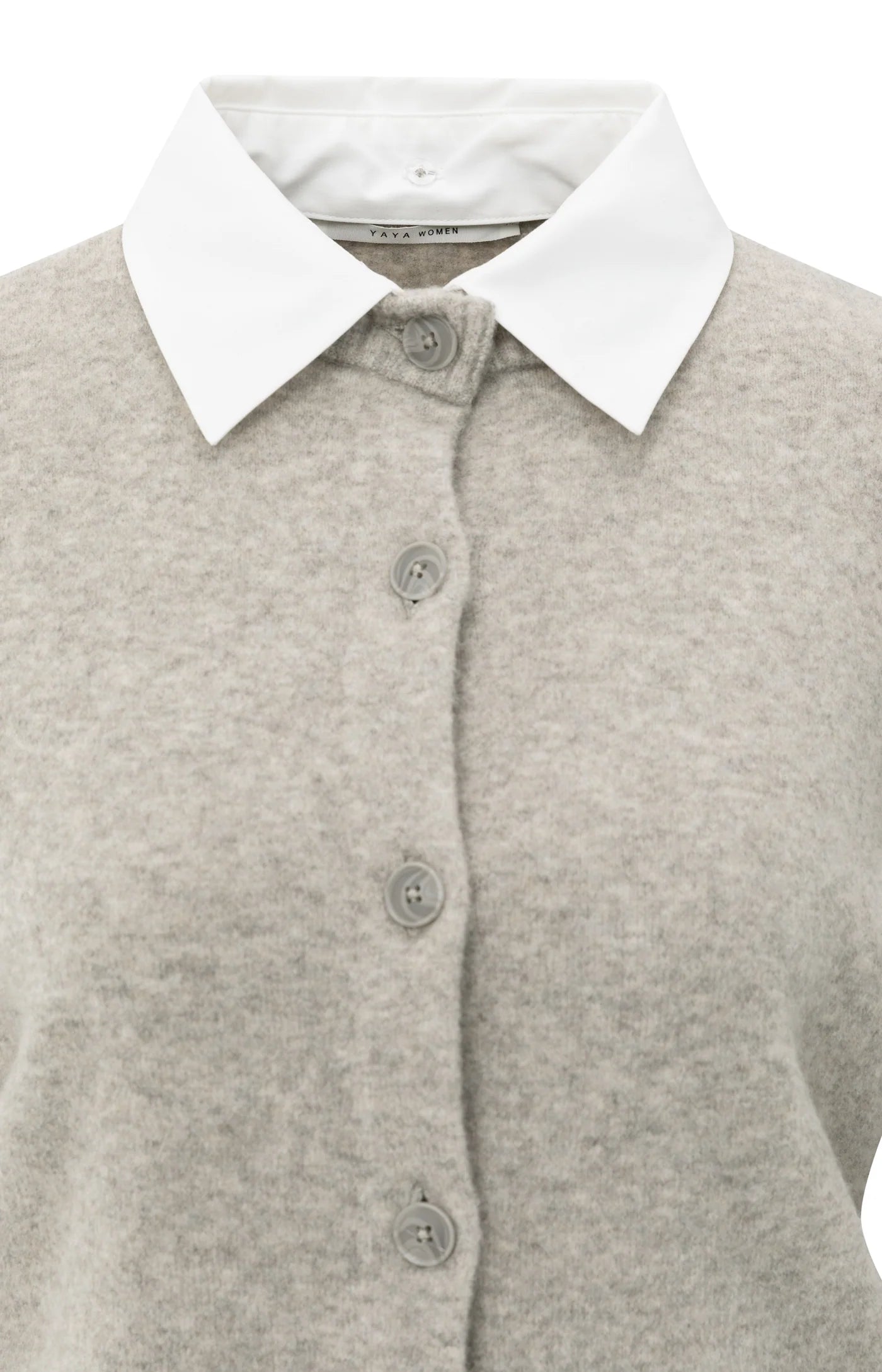 YAYA - Cardigan with Detachable Collar in Brownish Green