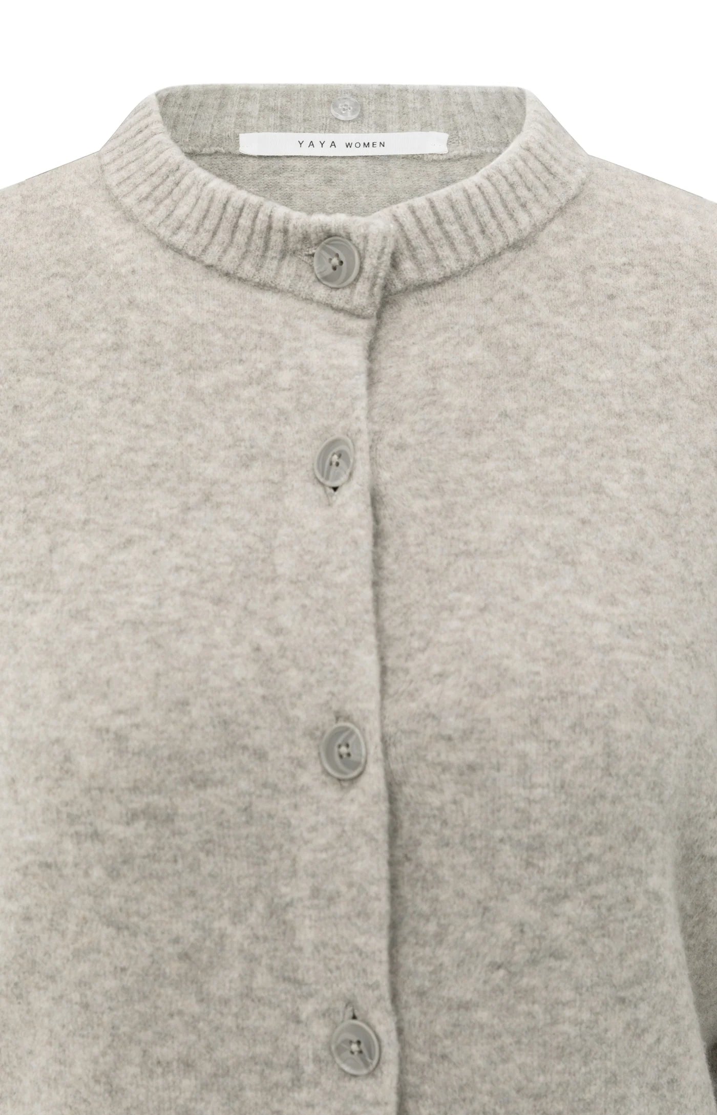 YAYA - Cardigan with Detachable Collar in Brownish Green