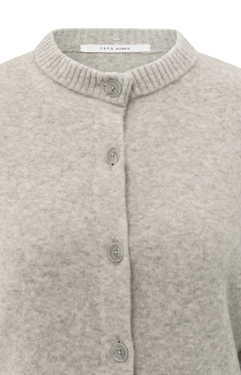 YAYA - Cardigan with Detachable Collar in Brownish Green