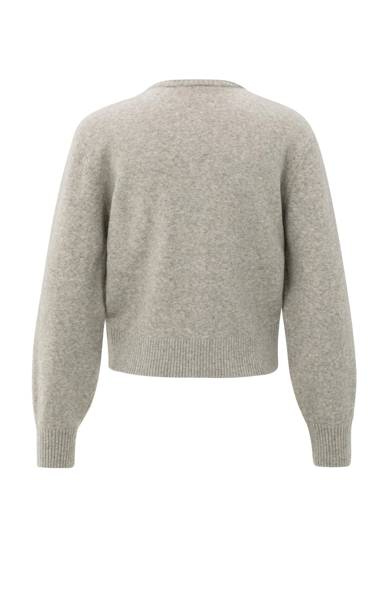 YAYA - Cardigan with Detachable Collar in Brownish Green