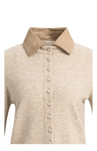 YAYA - Cardigan with Detachable Collar - Light Beige Melange
