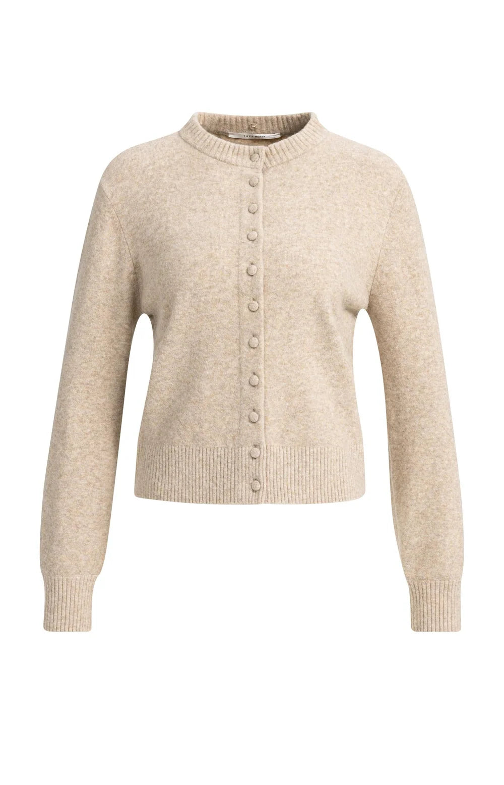 YAYA - Cardigan with Detachable Collar - Light Beige Melange