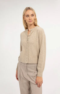 YAYA - Cardigan with Detachable Collar - Light Beige Melange