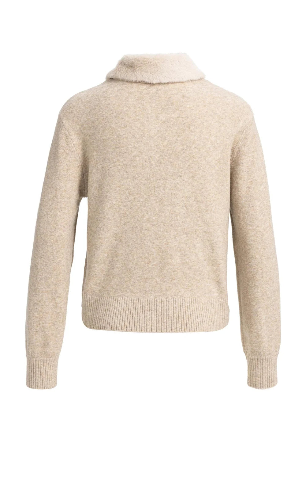 YAYA - Cardigan with Detachable Collar - Light Beige Melange
