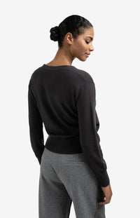 YAYA - Cardigan with Tie waist in Oyster Black